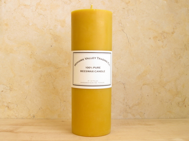 100% Pure Beeswax Pillar Candle - 3” X 9"