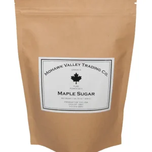 Mohawk Valley Trading Company powdered maple sugar (1lb.) in a brown paper bag.
