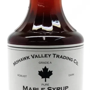 Mohawk Valley Trading Company Maple Syrup: Grade A, Dark Color, Robust Taste in a 32 fl. oz. (1 qt.) glass bottle.